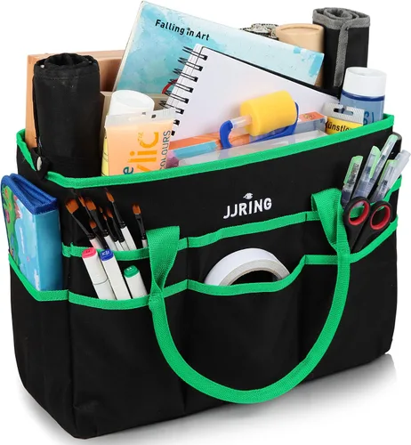 Miniatura 13 de JJRING Bolsa organizadora para manualidades y arte, tela de nailon azul 600D, con bolsillos, para manualidades, álbumes de recortes, médicos y Azul