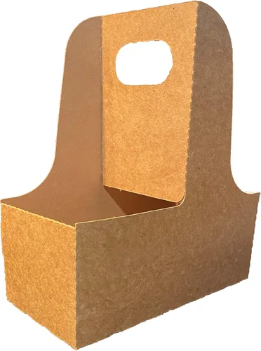 Porta bebidas para 2 tazas con asa | Portavasos de cartón Kraft | Portavasos desechable para bebidas frías o calientes | Portavasos para servicios