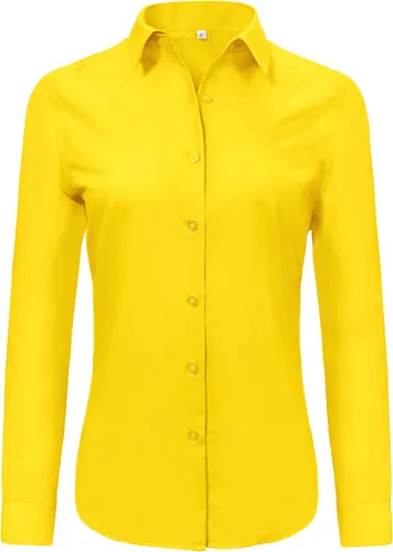 Miniatura 47 de Ruisin - Camisas supersuaves sin arrugas y con botones para mujer, unicolor, manga larga, diseño a rayas, estilo formal, blusa de vestir