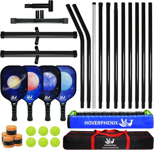 Miniatura 4 de Hoverphenix Portable Pickleball Net Set, 22FT Regulation Size Pickle Ball Net with Paddle Set of 4, Pickleballs and Carry Bag, Easy Setup for Indoor