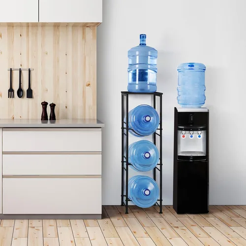 Miniatura 8 de OYEAL Soporte para Jarra de Agua de 5 Galones Organizador de Botellas de Agua con Estante, Estante de Almacenamiento de Botellas de Agua de Servicio