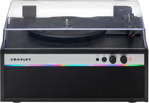 Miniatura 9 de Crosley CR6048A-BK - Reproductor de discos de vinilo con Bluetooth estroboscópico con sincronización de música, luces LED que cambian de color, Negro