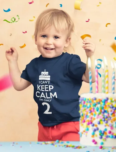 Miniatura 3 de Camiseta con texto en inglés "I Can't Keep Calm I'm Only 2" 2nd Birthday Shirt Girl Boy Gifts Two Year Old Kids