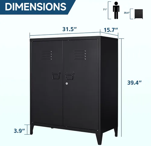 Miniatura 3 de MIIIKO Armario de metal con 2 puertas, aparador de almacenamiento de metal para cocina, despensa, oficina en casa y garaje