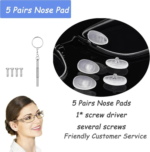 Miniatura 7 de 5 pares de almohadillas de silicona atornilladas para la nariz, almohadillas de repuesto suaves y antideslizantes para lentes de sol con tornillos