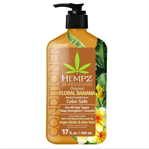 Hempz Acondicionador de biotina – Original Light Floral & Banana – Para el crecimiento y fortalecimiento del cabello seco, dañado y teñido teñido,