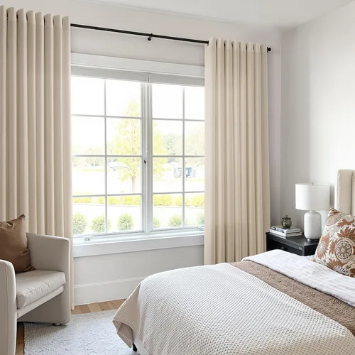 Miniatura 8 de Cortinas de lino beige de abedul de 84 pulgadas de largo para sala de estar, cortina semitransparente filtrante de luz de lujo, decoración moderna