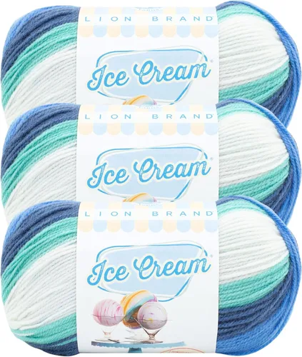 Miniatura 55 de Lion Brand Yarn, Hilo para Bebé Ice Cream para tejer, ganchillo y manualidades, Baseball Nut, 1 paquete, fibra acrílica colorida de peso DK
