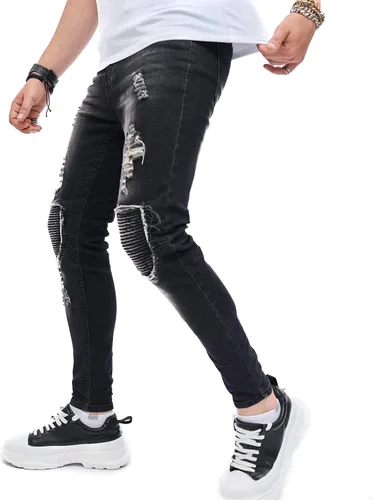 Miniatura 4 de Jeans elásticos ajustados para hombre, jeans ajustados rasgados para hombre, desgastados de pierna recta, pantalones cómodos para hombre