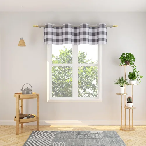 Miniatura 48 de Cortinas de 24 pulgadas de largo con diseño Buffalo Check Gingham Plaid para ventanas de cocina y baño, tratamiento para ventanas con 2 paneles