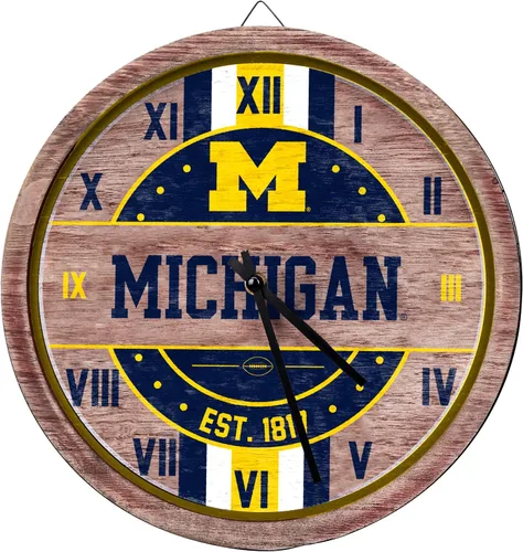 Miniatura 12 de FOCO NCAA Reloj de pared de barril de madera