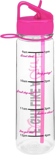 Miniatura 2 de Fight Like a Girl Hybrid SlimKim - Botella de agua motivacional de 30 onzas con marcador de tiempo y popote para concientización sobre el cáncer
