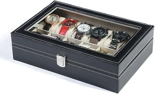 Miniatura 3 de Caja de reloj vitrina organizador de joyas con tapa de vidrio