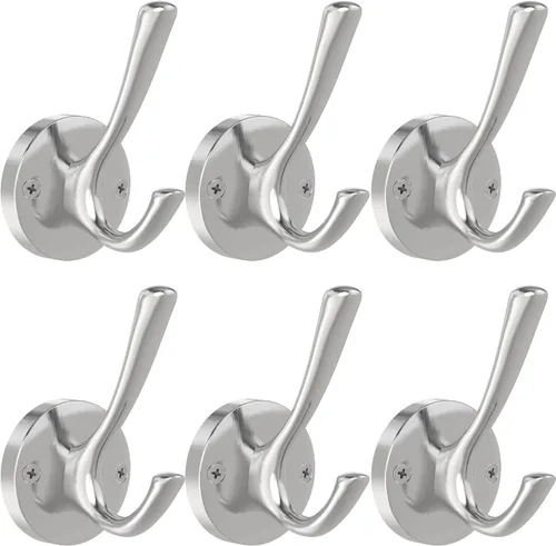 Miniatura 9 de TOFIIGREM Ganchos de pared negros para toallas, paquete de 3 ganchos para abrigos, ganchos para bata, gancho de metal resistente, doble gancho