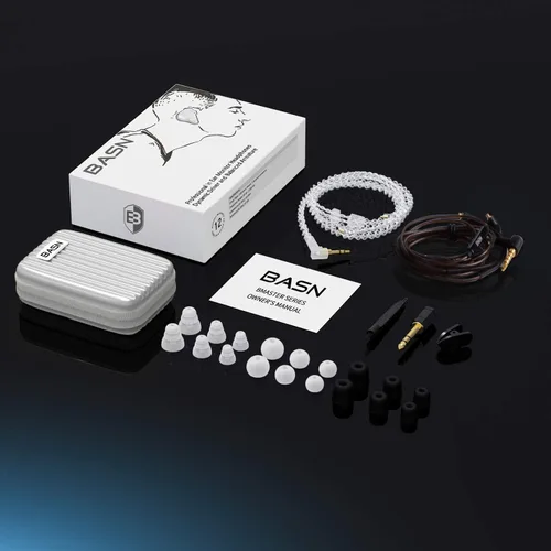 Miniatura 6 de BASN Bmaster Auriculares de Monitor Intrauditivo de Tres Controladores con Dos Cables Desmontables Adecuados para Ingeniero de Audio, Músico (Blanco)