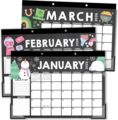 Miniatura 18 de Hadley Designs Calendario de escritorio grande 2026-2027 – Calendario de escritorio 2026, calendarios de escritorio de 18 meses para el hogar