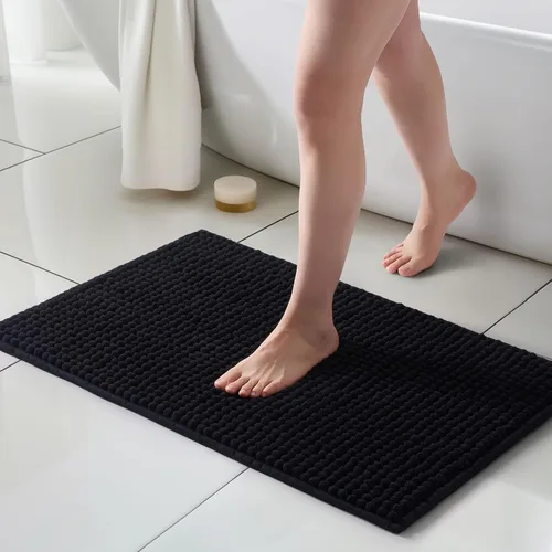 Miniatura 36 de FRESHMINT Alfombra de baño de felpilla gruesa y grumosa, 17"x24", alfombrilla de baño antideslizante, accesorio decorativo suave, linda alfombrilla