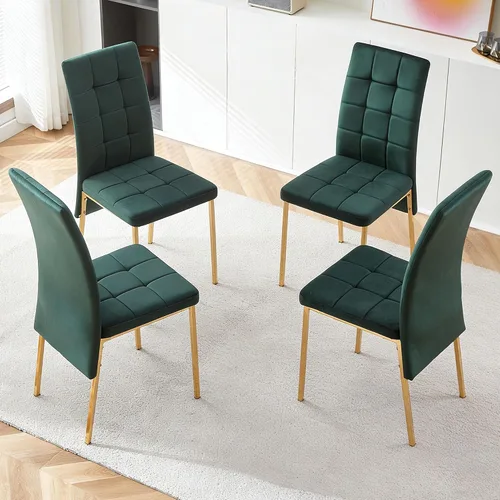 Miniatura 15 de Homedot Juego de 2 sillas de comedor de terciopelo, cómodas sillas de cocina para el hogar, silla lateral tapizada, sin brazos, diseño único