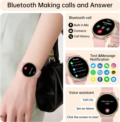 Miniatura 2 de Reloj inteligente para mujer con rastreador de ejercicio: resistente al agua, para correr, relojes digitales para hombre, responder llamadas, reloj