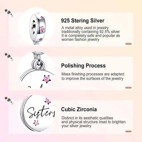 Miniatura 4 de Annmors Dijes de joyería de animales para mujer, plata de ley 925, colgante con circonita cúbica, cuentas de joyería para niñas, regalos