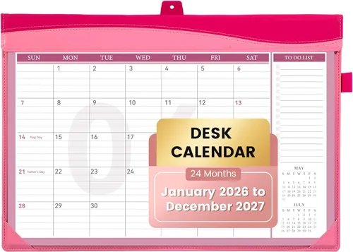 Miniatura 20 de Yoment Calendario de escritorio 2026, enero de 2026 a diciembre de 2027, 2026, calendario de escritorio grande de 17 x 12 pulgadas, calendario 2026