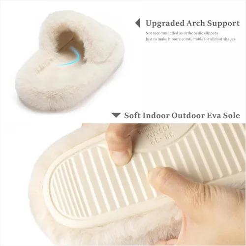 Miniatura 4 de Chantomoo Pantuflas de espuma viscoelástica para mujer, pantuflas de dormitorio para mujer, mullidas, cómodas, con forro de piel sintética, suela