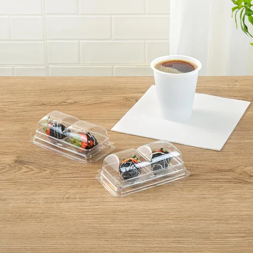 Miniatura 3 de Restaurantware Thermo Tek - Contenedores de postre de 5.3 x 2.6 x 1.8 pulgadas, 100 compartimentos duales transparentes para llevar, con tapa