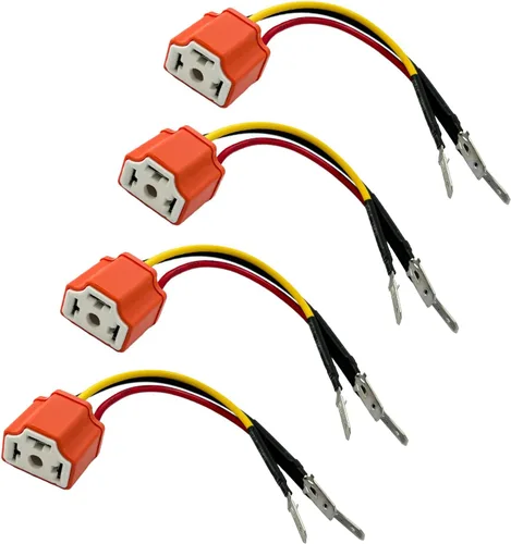 Miniatura 7 de 2 piezas H4 HB2 9003 arnés de cableado socket para faros delanteros, conector de cerámica de 16AWG para faros delanteros, enchufe hembra de coleta