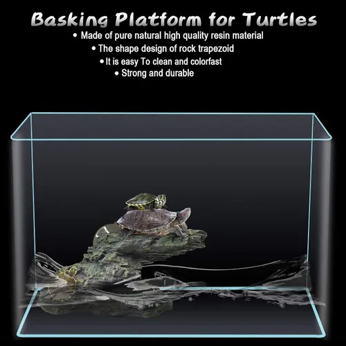 Miniatura 7 de PINVNBY Plataforma de descanso para tortugas, muelle de tortuga, resina, descanso, roca, reptil, hábitat, escalada, adorno flotante para decoración