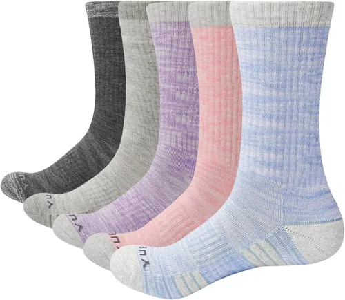 YUEDGE Calcetines acolchados de algodón que absorben la humedad para mujer, 5 parespaquete de 5 parespaquete de calcetines deportivos de senderismo