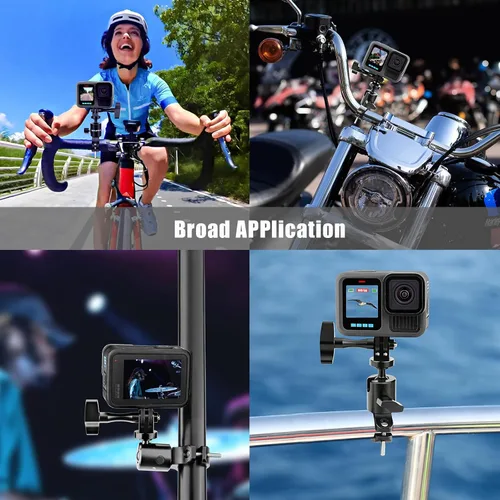Miniatura 6 de Cabeza de bola cardán cámara bicicleta manillar montaje para Gopro Hero 13 12 11 10 9 8,360 grados giratorio aluminio bicicleta motocicleta montaje