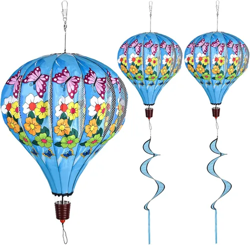 Miniatura 10 de Girasol gigante globo aerostático para jardín, molinetes grandes, molinillos de viento Whirligigs juguetes para niños, decoración de patio, Amarillo