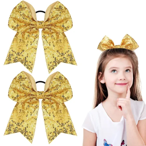 Miniatura 11 de 2 paquetes de lazos grandes para animadoras de 8 pulgadas con soporte para coleta, lazos grandes para el cabello para uniformes de sóftbol para Negro