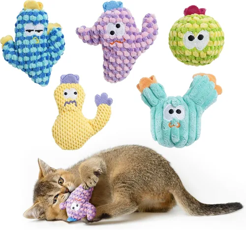 Miniatura 8 de Pawsible - 5 paquetes de juguetes de hierba gatera para gatos de interior - 100% hierba gatera orgánica rellena, sin algodón, juguetes duraderos