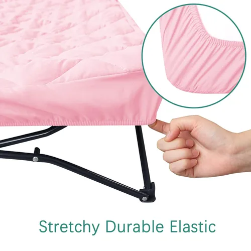 Miniatura 2 de Sábana para Regalo My Cuna Cama portátil para niños pequeños, cuna de viaje (solo sábana, cama no incluida), funda acolchada suave, rosa, 54x28