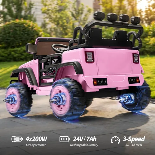 Miniatura 3 de Hikiddo - Camioneta eléctrica de paseo de 2 plazas, vehículo de juguete de 24 V 4x4 para niños de 4 a 8 años con control remoto, neumáticos EVA