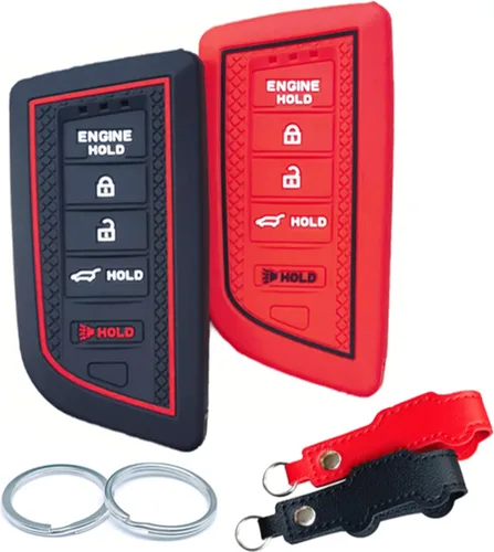 Miniatura 7 de 2 piezas de funda de llave inteligente de silicona para control remoto Acura RDX MDX Integra A-spec 2022 2023 2024 con 5 botones (negro)