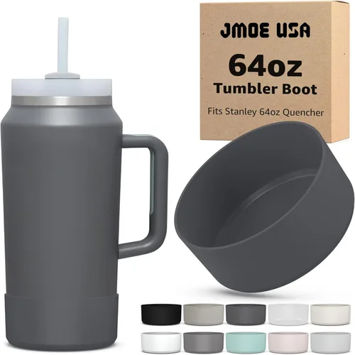 Miniatura 11 de Jmoe USA Bota para vaso Stanley Quencher H2.0 FlowState de 64 onzas con asa, silicona sin BPA, protector de manga para la parte inferior de la taza
