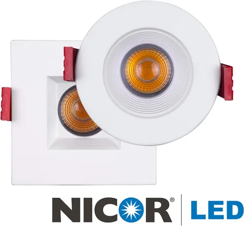 Miniatura 9 de NICOR Lighting - Foco empotrable LED cuadrado de 2 pulgadas con deflector en blanco, 2700K (DQD211202KWHBF)