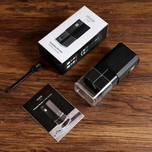 Miniatura 9 de VEVOK CHEF Molinillo de café eléctrico portátil, molinillo de grano de café cónica ajustable, molinillo de un botón con recargable por USB, parada