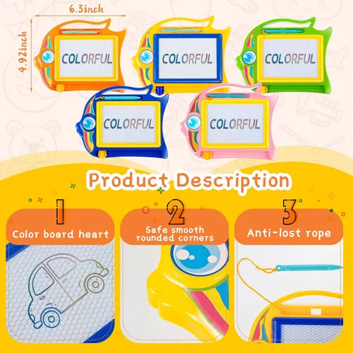 Miniatura 2 de 24 piezas de mini tablero magnético de dibujo para niños, tablero de garabatos borrable, bloc de escritura de bocetos colorido para recompensas