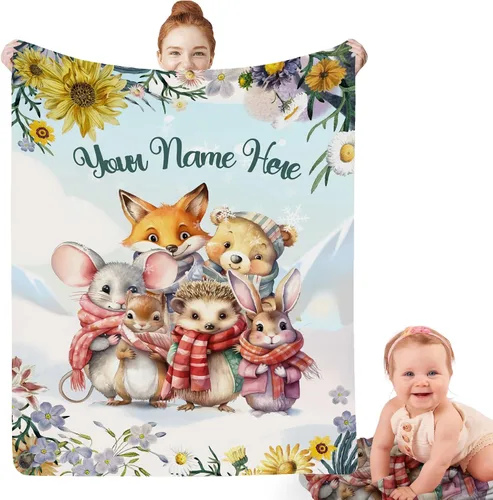 Miniatura 31 de Artsadd Mantas personalizadas con nombre para bebés niños y niñas, mantas de bebé personalizadas con nombre, manta personalizada para niños