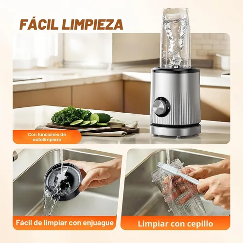 Miniatura 7 de Turelar Licuadora para licuados de frutas portátil para batidos y batidos para cocina con 2 vasos portátiles de 24 onzas y tapa extra, máquina