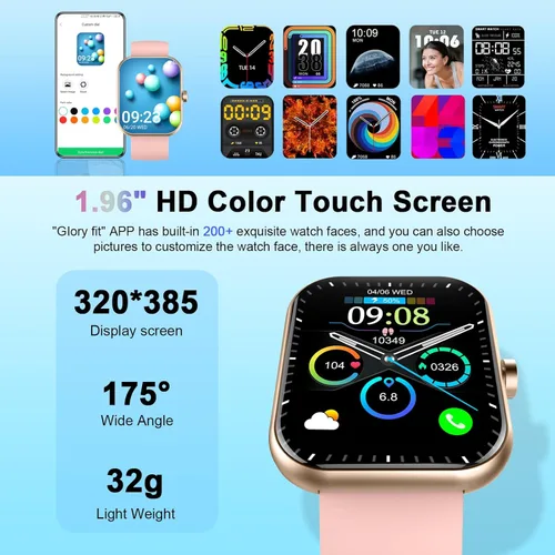 Miniatura 4 de Reloj inteligente para mujer (respuesta/hacer llamada), nuevo reloj inteligente 2025 de 1.96 pulgadas HD con más de 110 modos deportivos, frecuencia