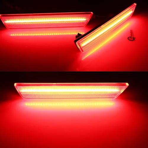 Miniatura 4 de Juego de 2 lámparas de repuesto para luces de marcador lateral de parachoques trasero rojo con lente transparente para Dodge Challenger 2008-2014