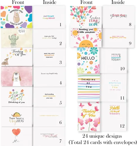 Miniatura 2 de Tarjetas de felicitación con sobres, 24 tarjetas de felicitación con diseños únicos y palabras inspiradoras, las tarjetas de aliento perfectas
