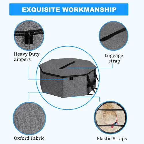 Miniatura 3 de Caja de Almacenamiento de Sombreros, Cajas de Sombreros para Almacenamiento de Mujeres, Soporte de Sombreros Vaqueros para Viajes, Estuche Portador