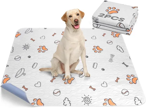 Miniatura 20 de Almohadillas lavables para orina para perros, paquete de 2 unidades grandes de 48 x 48 pulgadas, almohadillas reutilizables súper absorbentes