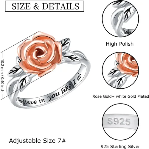 Miniatura 5 de Anillos giratorios para la ansiedad para mujeres, plata de ley 925, bandas de promesa rosa rosa para aliviar el estrés, joyería antiansiedad