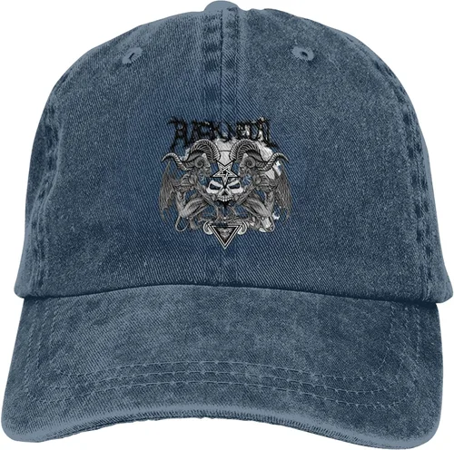Miniatura 9 de Cowboy Hat Trendy Hats for Man and Women Djustable Four Season Outdoor Baseball Cap of Hell Skull with Angel Navy Blue